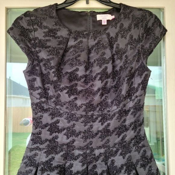 Ted Baker 'Caley' Sparkle Jacquard Houndstooth Fit & Flare Dress - Picture 2 of 9
